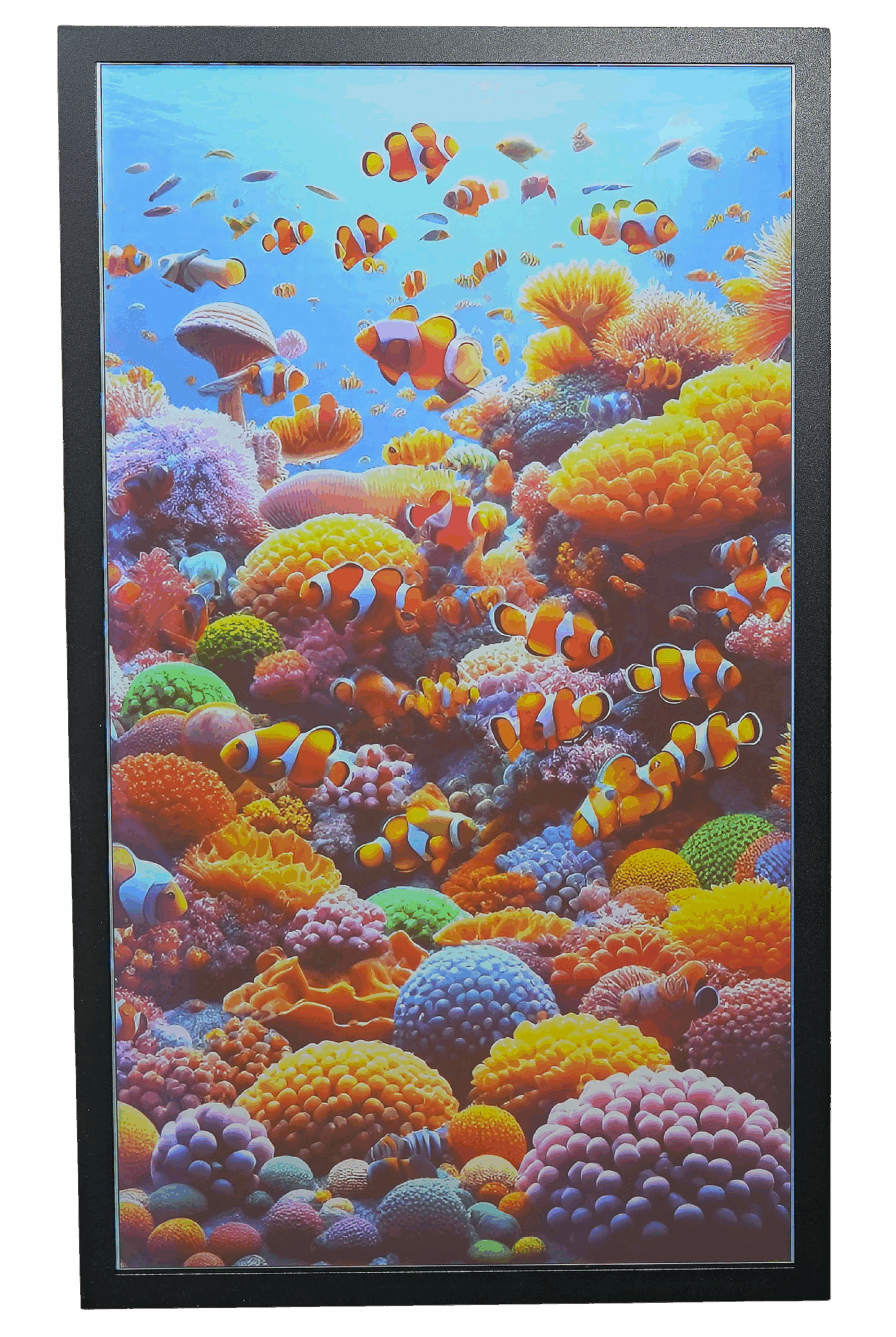 low energy epaper display with a colorful underwater coral image